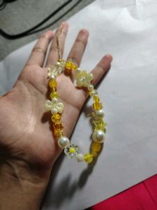 Yellow Beaded Phone Charm