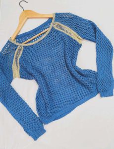 B2G2 🎁Pinterest Crochet Blue Pullover D