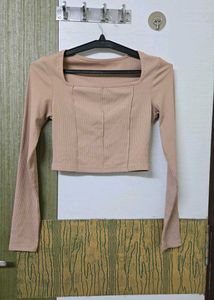 Square Neck Long Sleeve Top