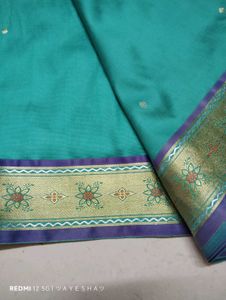Teal Saree with 2 Blouse