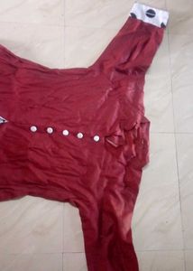 Retro Maroon &amp; Polka Dot Dress