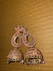 Pink Jhumka Earrings