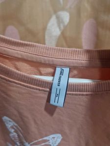 Peach Butterfly Print Top