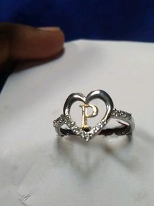 P Initial Silver Ring