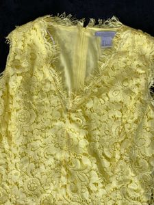 Elegant Yellow Lace Midi cocktail Dress
