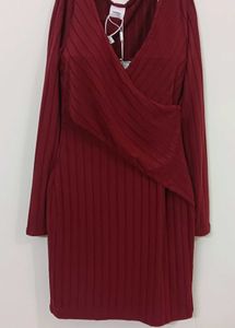 Burgundy Ribbed Dress