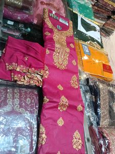 Pink Embroidered Dress Material