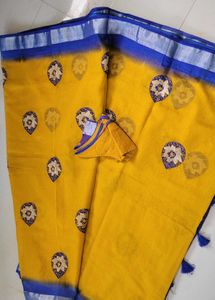 Organza Yellow Saree With Blouse