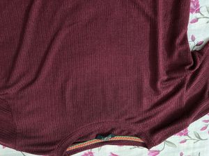 Maroon Ruffle Sleeve Top