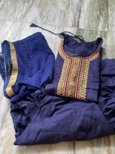 Heavy Embroidery Navy Blue Suit