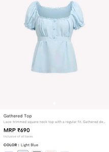 Savana Light Blue Gathered Top