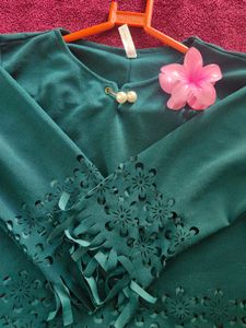 Green Cutout Detail Top