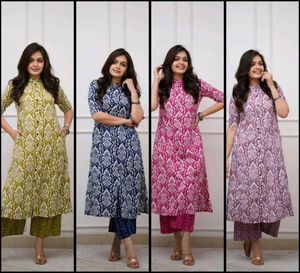 Elegant Pink Printed Kurta Set