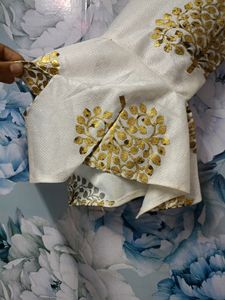 Off White Kurti With Golden Kota Patti Design