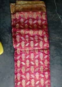 Jamdani Fabric - Red & Gold Pattern