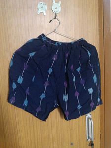 Navy Blue IKAT Patterned Shorts