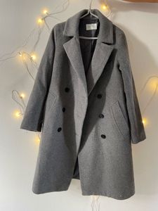 Elegant Grey Wool Blend Coat