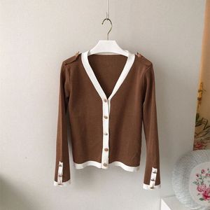 Brown &amp; White Button Cardigan