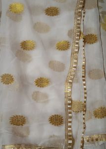 Golden Zari Chiffon Dupatta