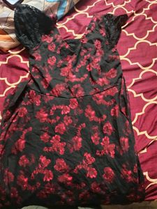 Women Maxi Dress Black And Maroon