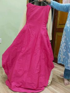 Pink &amp; Cream Embroidered Anarkali