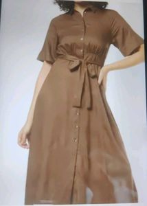 Elegant Brown Button-Down Dress