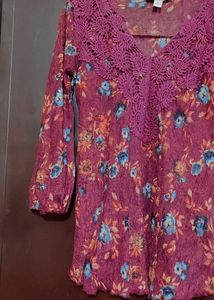 Purple 🟣 Floral Crochet Top for 32 Bust