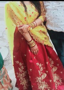 Maroon And Yellow Lehanga For Wedding