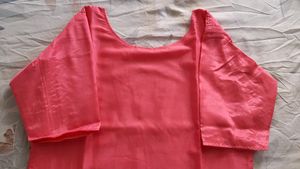 Pink Shiny Cotton Stright Kurta