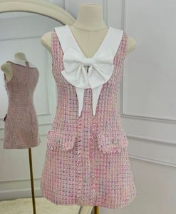 Price Drop❣️Pink And White Tweed Dress With Bow
