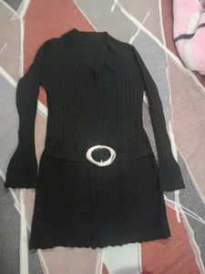 Stylish Black Top with Belt