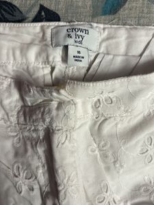 Cute White Embroidered Short