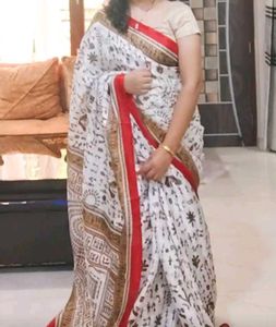 Block Print Ikat Saree 🩷