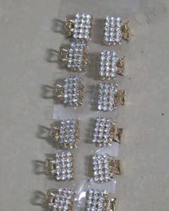 2 Pearl &amp; Gold Studded Mini Hair Clutcher Combo