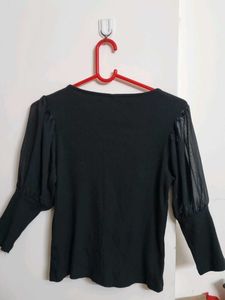 Black Puff Sleeve Top