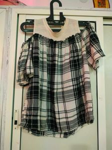 Plaid Off-Shoulder Top