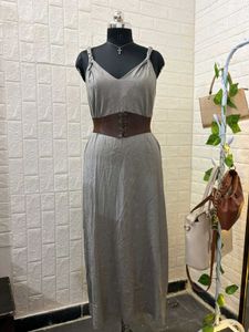 Grey Spaghetti Strap Summer Dress