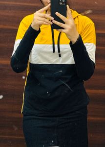 Yellow And Black Block Hoodie
