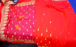 Orange Embroidered Saree