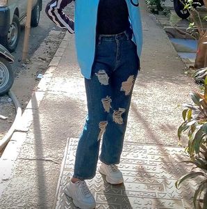 Brown and blue riped Denim Pants Combo