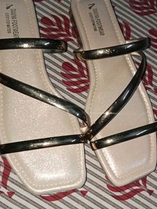 Metallic Strap Flat Sandals
