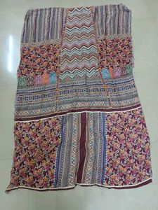Floral Maroon Multi Colour Muslin Material