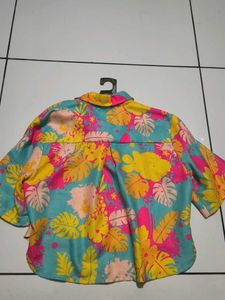 Floral Print Cropped Shirt