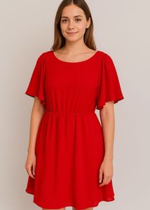 Red Cape Sleeve Dress