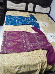 Combo-Elegant Purple n teal blue Kurta