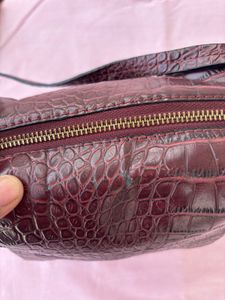 Zara Faux Croc Shoulder Bag