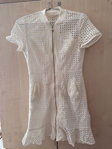 Lace Zip-Up Mini Dress