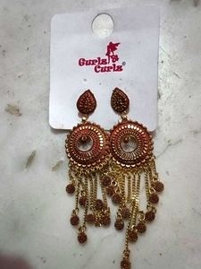 Red &amp; Gold Indian Earrings