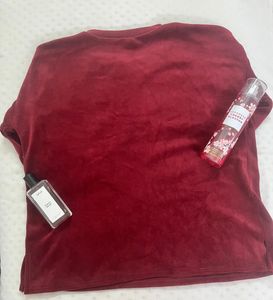 Splash Quarter Sleeves Stones Embedded Magenta Top