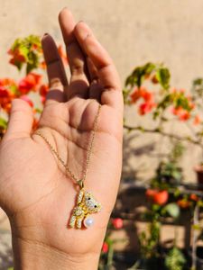 Cute Bear Pendant Necklace Anti Tarnish